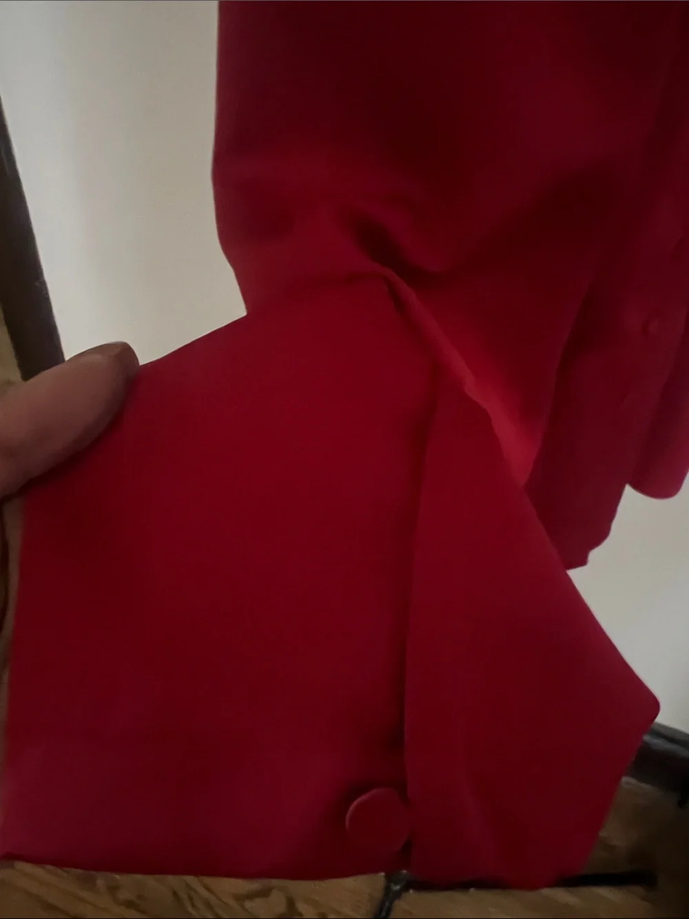 Deep Red Button-Front Blouse - Picture 5 of 5